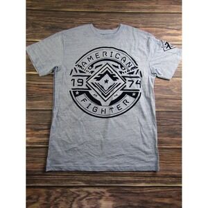 American Fighter Graphic T-Shirt‎ Mens Medium Blue Heather Short Sleeve Buckle